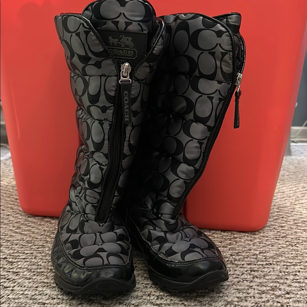 Coach Black and Gray Quilted Boots